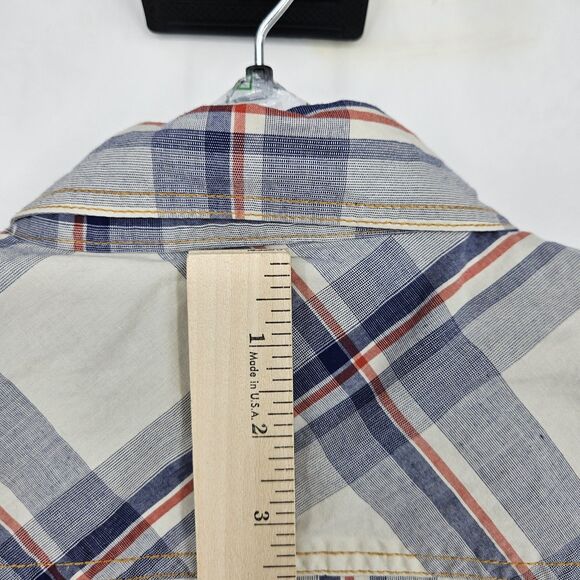 Third Army Shirt Mens Large Western Pearl Snap Denim Cowboy Rancher Plaid - Picture 5 of 10